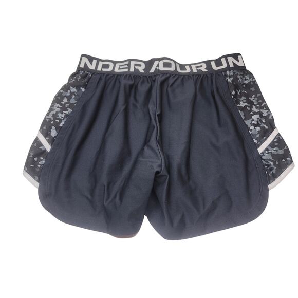 Women's Under Armour Play Up Loose Running Shorts XS Black Gray Print EUC - Picture 2 of 10